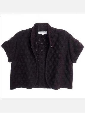 Carolina Herrera Brown Bolero Sweater Knit Shrug, Size L ~ EUC